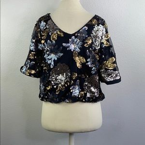 I California moon rise sequined blouse, medium